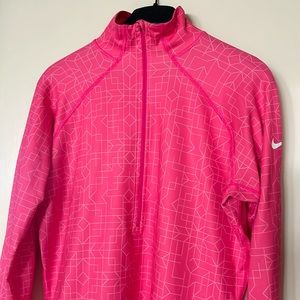 NWOT. Women’s Nike Pro Warm Dri-fit Half-Zip Jacket. Runners in bright pink.